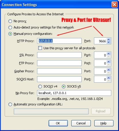 Ultrasurf Manual Config - Proxy and Port