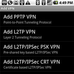 Motorola Droid 2 VPN setup - Step 4